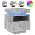 Pikkukuva 2 / 6: Yöpöytä laatikolla ja RGB-LED-valolla 40 x 39 x 48,5 cm harmaata engineering-puuta DEC032779 kastanj