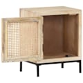 Miniatyrbillede 3 af 6: Nattesbord med skab med dør 40 x 30 x 50 cm mango træ og rattan DEC032930 kastanj