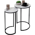 Miniatyrbillede 3 af 4: Sæt af 2 sideborde med planteholder, ender af sofaer, marmor MDF hvid og sort