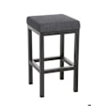 Miniatyrbillede 1 af 3: Barstol x1 med fodstøtte, enkelt design, sædehøjde 80 cm i mørkegrå stof og understøttelse i sort metal 10_0005409 Grå