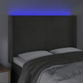 Miniatyrbild 3 av 5: Sänggavel - Ej specificerat - 147x16x118/128 cm - Mörkgrå sammet - Integrerad LED - Res design Mörkgrå