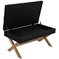 Miniatyrbillede 6 af 6: Bænk til fodenden af sengen 98 cm med opbevaringsplads i sort stof med dekorative knapper, lyse ben 10_0003660 Svart