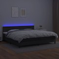 Miniatyrbillede 3 af 6: LED-sengestel med silke hovedgærde, 200 x 200 syntetisk sort madras. Svart