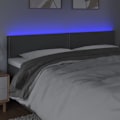 Miniatyrbillede 3 af 4: Hovedgærde til seng med LED-møbel 200 x 5 x 78/88 mørkegrå stof