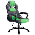 Miniatyrbillede 1 af 6: Gaming kontorstol på hjul med PVC sort/grønne og plastik vippefunktion 10_0002598 Svart