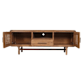 Miniatyrbillede 6 af 6: TV-møbel med skuffe og tre opbevaringsrum i akacietræ, MDF og rattan i teakfarve 160 cm 04_0007867 kastanj