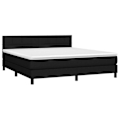 Miniatyrbillede 2 af 6: LED sengestel med hovedgærde madras 160x200 cm sort stof TDL0209190 Svart