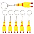6-pack Kyckling Nyckelring, Mini Gummi Kläm Kyckling Leksak