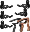 Gitarr Väggfäste 5-pack Väggupphängare, Gitarr, 2-pack Svart och Rosenträ