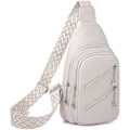 Miniatyrbillede 1 af 5: Slyngetaske til kvinder, Crossbody Fanny Packs PU Læder Crossbody Tasker Brysttaske Flere Rum Bæltetaske Pung med Justerbar Rem 30cm White