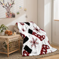 Miniatyrbillede 3 af 5: Juleplaid 127,70 x 152,40 cm Juleplaid Rød Snefnug Buffalo Plaid Design Tæppe Patchwork Juletema Plaid (Plaid, Rød)