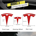Pikkukuva 4 / 5: 3 kpl Tesla Model 3 Ohjauspyörän Emblem -tarroja (Punainen)