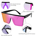 Miniatyrbillede 2 af 5: Firkantede flade solbriller til kvinder mænd Stor mode Oversized Rimless solbriller Store spejlglas{hh}