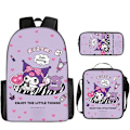Miniatyrbild 1 av 11: Tecknad Kuromi tredelat set Cinnamon dog KT katt tecknad grund- och gymnasieelever skolväska barnryggsäck twenty three Backpack