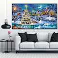 Miniatyrbillede 4 af 9: 5D DIY Kunstige Diamant Sæt til Voksne Begyndere, Jul Snelandskab Mønster Diamant Kunst til Hjem Vægdækning og Gave 70x40cm 70X40cm/27.7x15.7Inch
