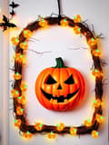 Miniatyrbillede 3 af 5: Halloween Decorations 3D Pumpkin String Lights Battery Operated with Remote Control, 3m Autumn Orange String Lights for Halloween Decorations