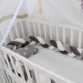 Miniatyrbillede 1 af 7: Baby roterende lige seng, sengehest dekoration, håndlavet trestrengs fletning Grå og mørkegrå Grå og mørkegrå Grå og mørkegrå Grey and dark grey 2 meters