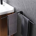 Miniatyrbillede 3 af 5: Mat sort badeværelseshåndklædeholder med 2 stænger 180° roterbar SUS304 St