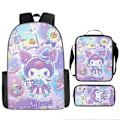 Miniatyrbild 2 av 11: Tecknad Kuromi tredelat set Cinnamon dog KT katt tecknad grund- och gymnasieelever skolväska barnryggsäck twenty three Backpack