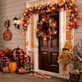 Miniatyrbillede 2 af 2: Kunstige efterårsløv ahornblade græskar guirlande LED fe lys til Thanksgiving julefest DIY dekoration Halloween rekvisitter