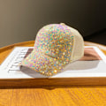 Miniatyrbillede 1 af 11: Sommer mesh paillet hat dame åndbar solhat rejse all-match koreansk baseballkasket andenæb kasket All covered with sequins gold Adjustable