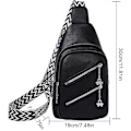 Miniatyrbillede 4 af 5: Slyngetaske til kvinder, Crossbody Fanny Packs PU Læder Crossbody Tasker Brysttaske Flere Rum Bæltetaske Pung med Justerbar Rem 30cm Black