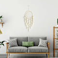 Miniatyrbillede 2 af 4: 1 stk. Macrame Drømmefanger Vægdekoration med Pomponer Stor Hvid Drømmefanger Træperler Boho Vægophæng, Håndlavet Ta{hh}