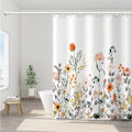Miniatyrbillede 2 af 5: Bruseforhæng, stof Bruseforhæng Blomster og planter Hvid