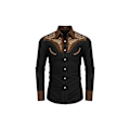 Miniatyrbillede 2 af 5: Cowboy skjorte til mænd, afslappet langærmet skjorte med knapper, sort{HH} black 2XL