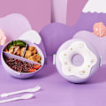 Miniatyrbild 2 av 8: Lunchbox för barn, skolbarn, mellanmålslåda, donut, läcksäker Purple