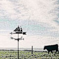 Miniatyrbild 5 av 5: Vindflöjel i form av en segelbåt - Retro vindflöjel i form av en segelbåt, dekorativ vindriktningsvisare för utomhusbruk