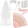 Pikkukuva 1 / 3: Bride To Be Team -setti: Bride To Be -nauha & pääpanta Tiara & olkanauha Huntu Morsiamen Juhlatarvikkeet Morsiusseurueelle