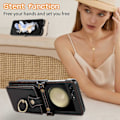 Miniatyrbillede 2 af 5: Crossbody Wallet Case til Samsung Galaxy Z Flip 6, Skulderrem, Ring Stand, RFID Kortlomme, Læder Etui Rosaguld Rose Gold For Galaxy Z Flip 6