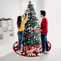 Miniatyrbild 5 av 5: Julgransmatta, 90cm Röd Julgransmatta, 3D Elk Julgransfotöverdrag, Trädbasöverdrag för Juldekorationer