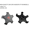 Miniatyrbilde 2 av 5: stk. matte svarte røde Tesla Model 3 hjulkapsler{hh]