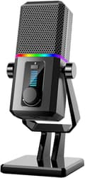 HK2 Gaming Mikrofon USB Dynamisk Dator Spel Streaming Mikrofon med RGB-ljus Mute-knapp Gain Control Skrivbords Podcast Mikrofon för Twitch YouTube Studio