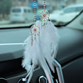Pikkukuva 1 / 11: Luova auton riipus sulka unisieppari taustapeili auton koriste riippuva auton sisätilan riipus White feather dream catcher