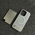 Miniatyrbillede 2 af 3: Usynligt Beslag, Honeycomb Varmeafledning, Magnetisk Sugekop, Apple Series Mobiltelefon Cover, Hudfølelse, Frostet Hul Sølv