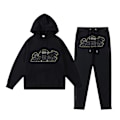 Miniatyrbillede 1 af 5: Trapst Tigerhoved Print Hættetrøje Plys Sweatshirt Mode Gradient Bogstav Casual Sports Sæt Print 10- Gul