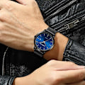 Miniatyrbild 5 av 5: CRRJU Herrklocka Ultratunn Vattentät Armbandsur Herr Mode med Svart Rostfritt Stål Armband Mesh Analog Quartz Business Herrklockor