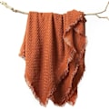 Miniatyrbild 1 av 5: Pläd för soffa - Mjuk Boho Jul, Mysig Höst Stickad Orange Våfflad T