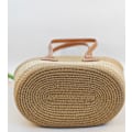 Miniatyrbilde 4 av 4: Stråveske for kvinner, håndvevd veske, egnet for sommerferie, strandreiser og daglig bruk (khaki svarte striper){hh} Khaki Black Stripe