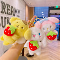 Miniatyrbillede 5 af 11: Tegneserie Kuromi dukke skoletaske vedhæng dukke plys legetøj par nøglering taske vedhæng Plush Butterfly Bunny-Brown 11cm (with keychain)