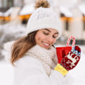 Miniatyrbillede 3 af 5: Julehandsker, Vinter Dame Rensdyr Print Dobbelt Lag Hold Varm Handsker, Dejlige Vinter Dame Handsker til Kvinder og Mænd Julefrokost