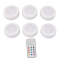 Miniatyrbillede 2 af 8: stk LED Puck Lys med Fjernbetjening Dæmpbar Cirkulær Lampe til Under Skab Garderobe Bordplade Belysning Hvid