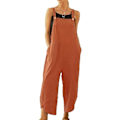 Miniatyrbillede 1 af 5: IC Dame Casual Løse Lange Smækbukser Jumpsuits med Brede Ben Baggy Bomuldsbukser Overalls med Lommer PZG{hh}