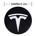 Miniatyrbild 5 av 5: Svart röd uppsättning med 4 navkapseldekaler med billogotyp för Tesla Model 3 Model X Model S