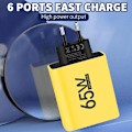 Miniatyrbild 4 av 6: PD 65W USB-laddare Snabbladdare 6 Portar Typ C Mobilladdare För Iphone 16 15 Pro Max Xiaomi Huawei Samsung Snabbladdare{hh] White EU