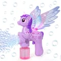 Bubble Guns for Kids, Luminous Unicorn Bubble Machine Gun with Wings, Automatic Bubble Maker Bubble Blaster for Kids (Purple)