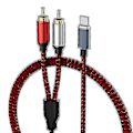 Pikkukuva 2 / 5: USB-C - 2 RCA -äänikaapeli, Type C -uros - 2 RCA -uros -äänikaapeli tabletille, kaiuttimelle, vahvistimelle, televisiolle, 1 m